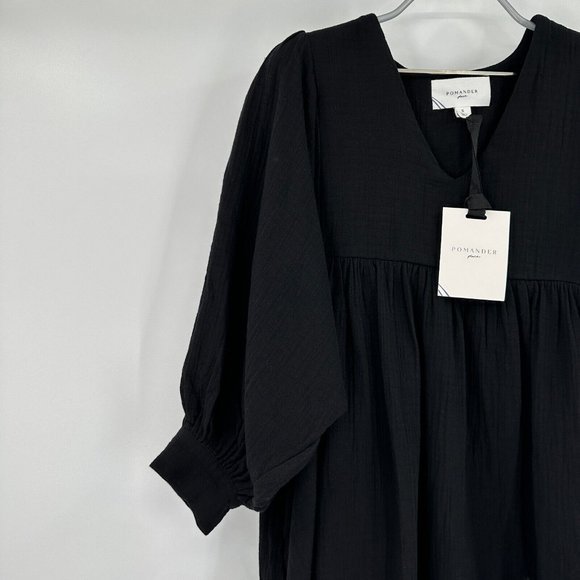 Pomander Place by Tuckernuck Black Gauze Millie Dress sz S Mini Length Swing - Picture 2 of 9